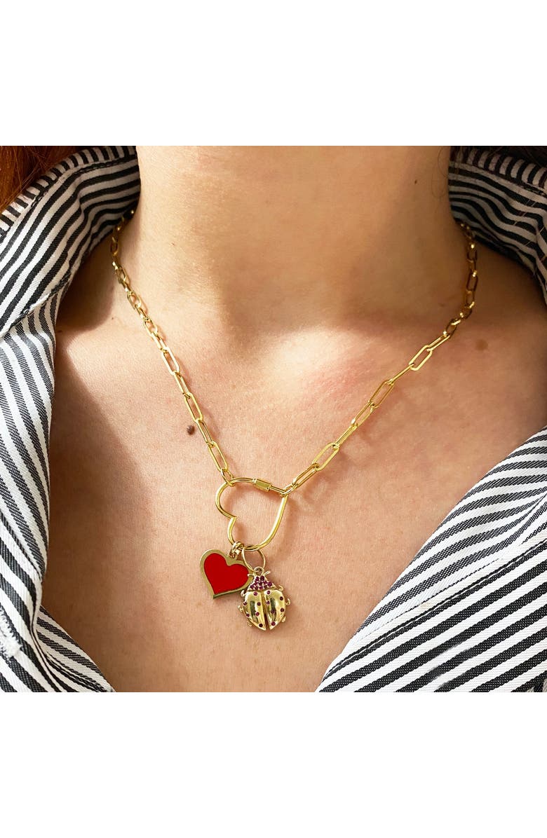 The Lovery Fine Jewelry Carabiner Heart Charm Holder Necklace, Alternate, color, 