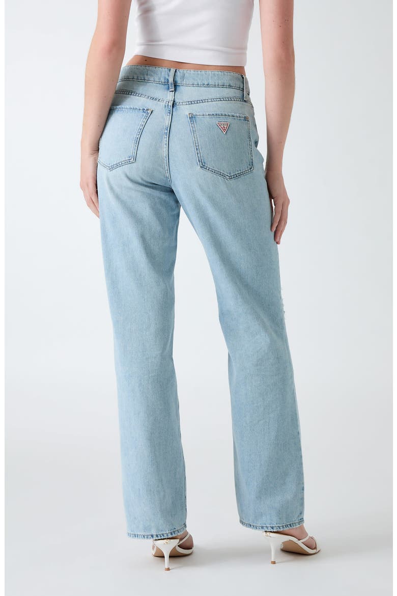 Distressed High Waist Straight Leg Jeans, Alternate, color, BLUE