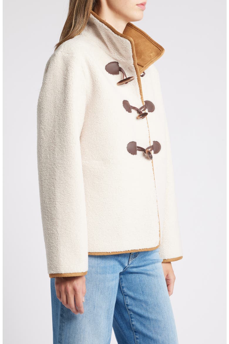 Toggle Front Faux Shearling Jacket, Alternate, color, BROWN/IVOR