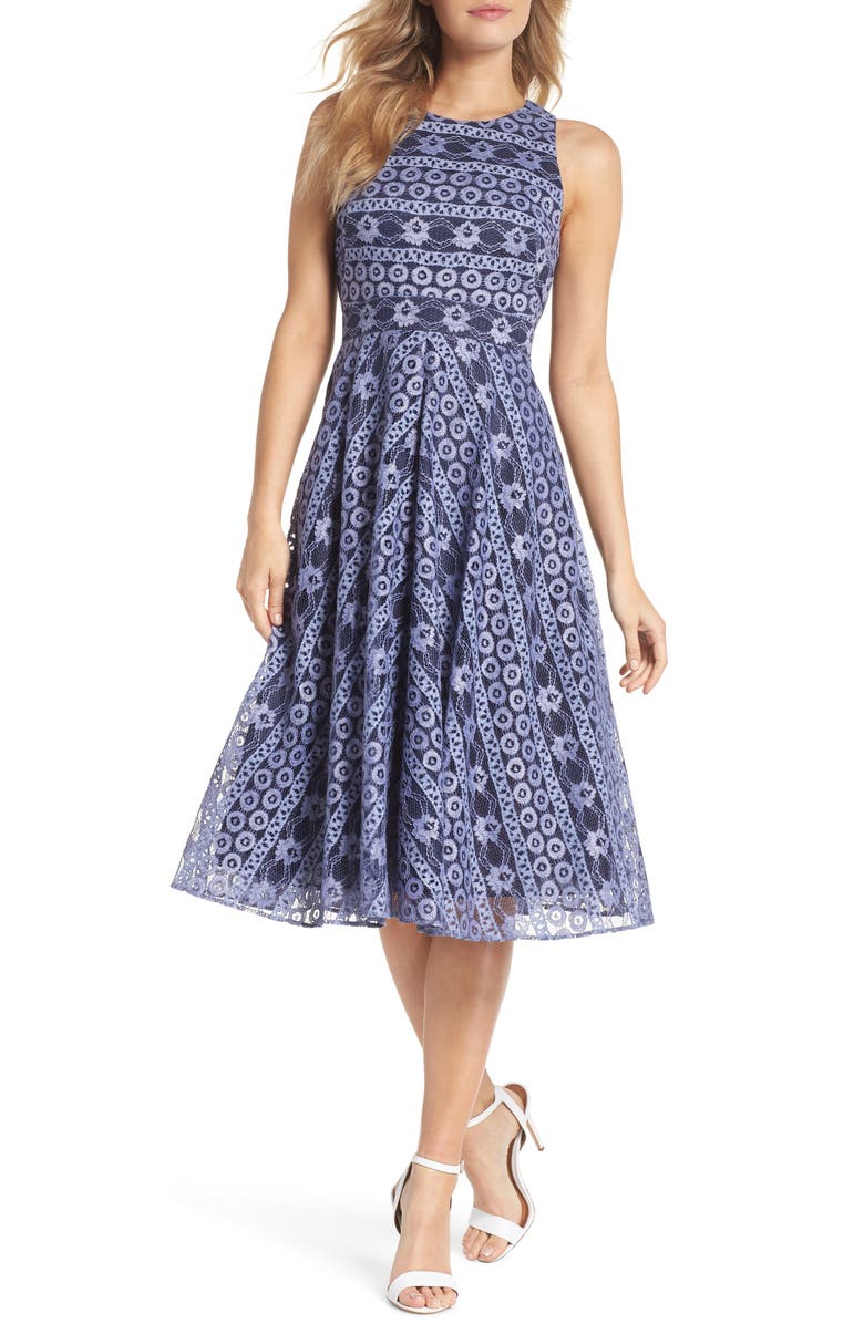 Eliza J Stripe Lace A-Line Dress, Main, color,