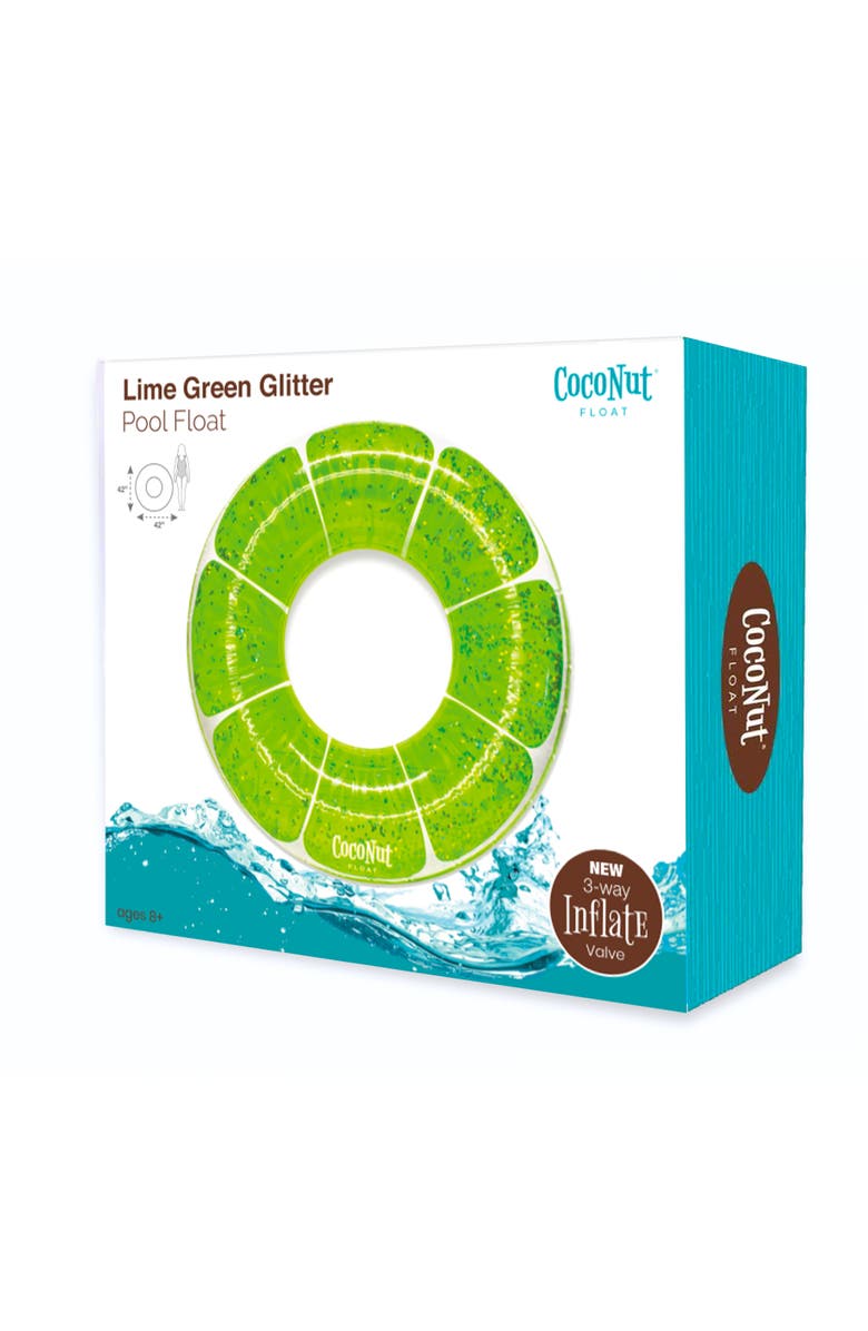 Coconut Outdoor Coconut Float Green Glitter Inflatable Pool Float, Alternate, color, Green