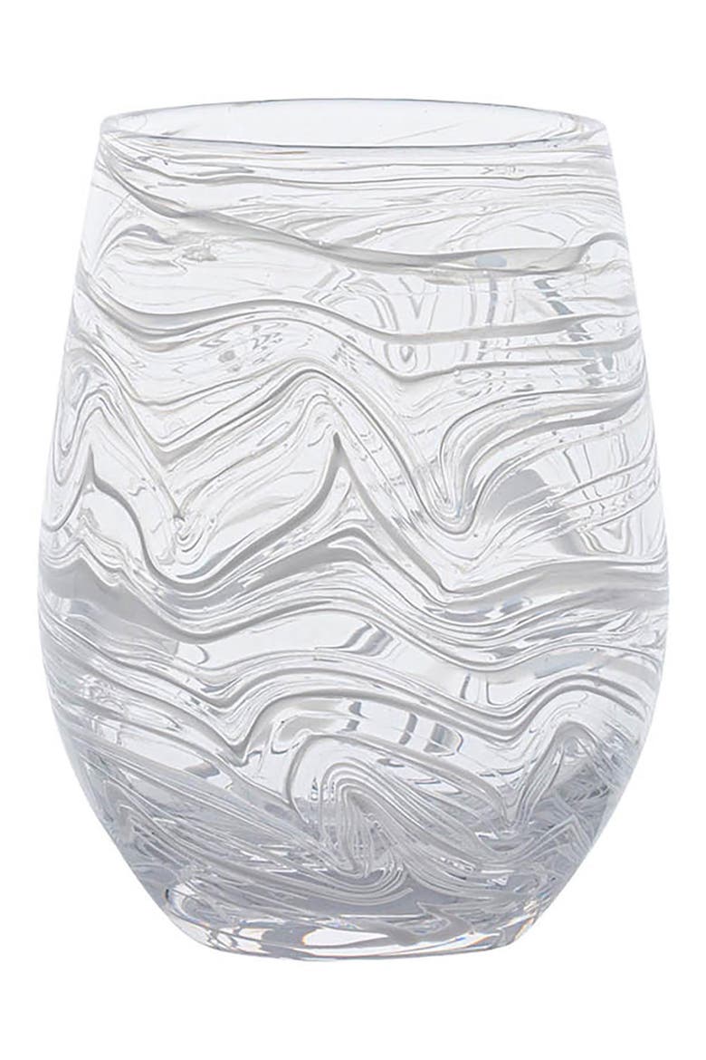Puro Marbled Stemless Wine Glass, Main, color, WHITEWASH