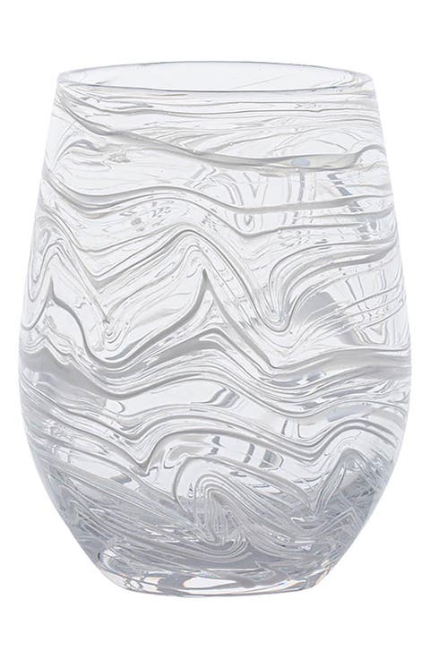 Puro Marbled Stemless Wine Glass