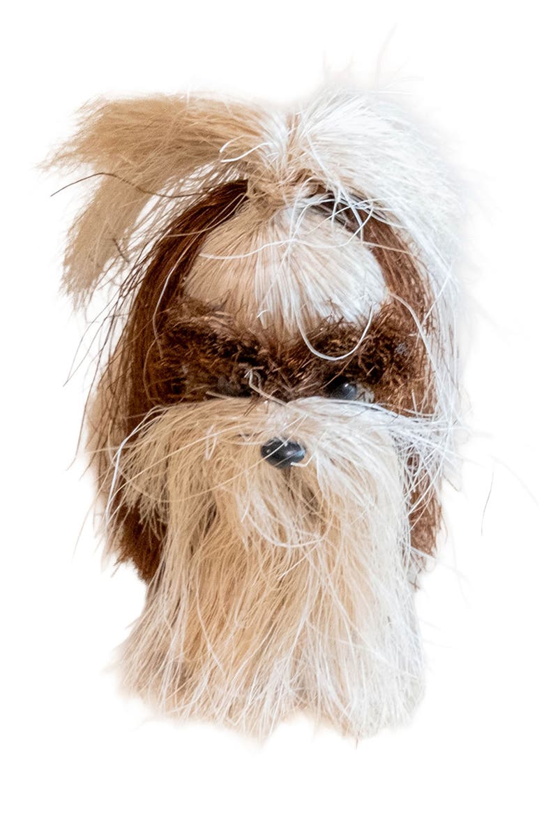 Shih Tzu Handwoven Ornament, Alternate, color, BROWN/ WHITE