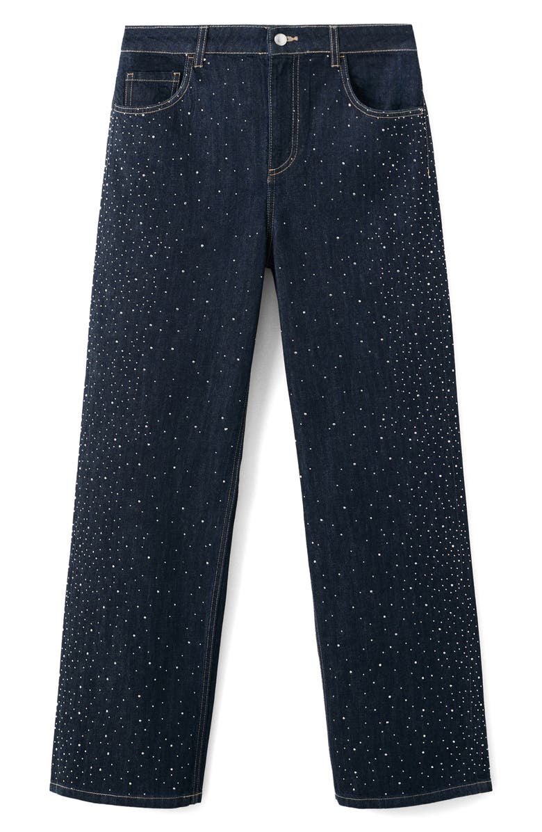 MANGO Rhinestone Embellished Straight Leg Jeans, Alternate, color, 