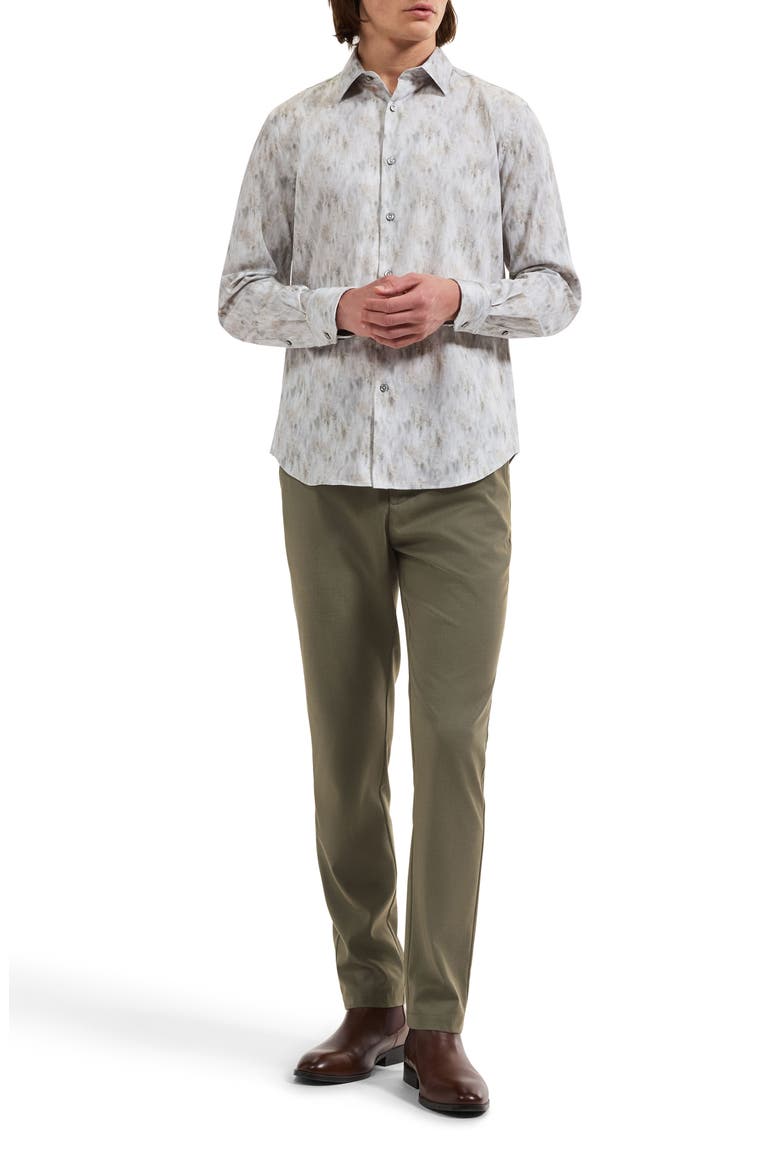 Julian Shaped Fit Print Stretch Button-Up Shirt, Alternate, color, LIMESTONE