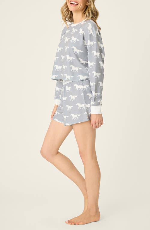 Pj Salvage Print Waffle Knit Short Pajamas In Gray
