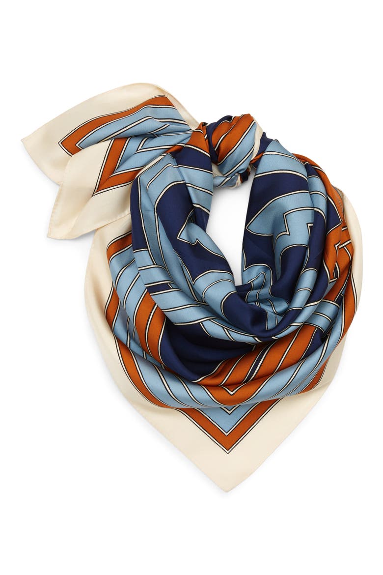 Logo Link Silk Square Scarf, Main, color, BLUE