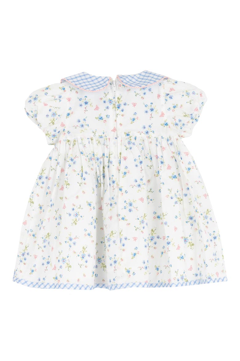 Check Peter Pan Collar Floral Babydoll Dress & Bloomers, Alternate, color, BLUE
