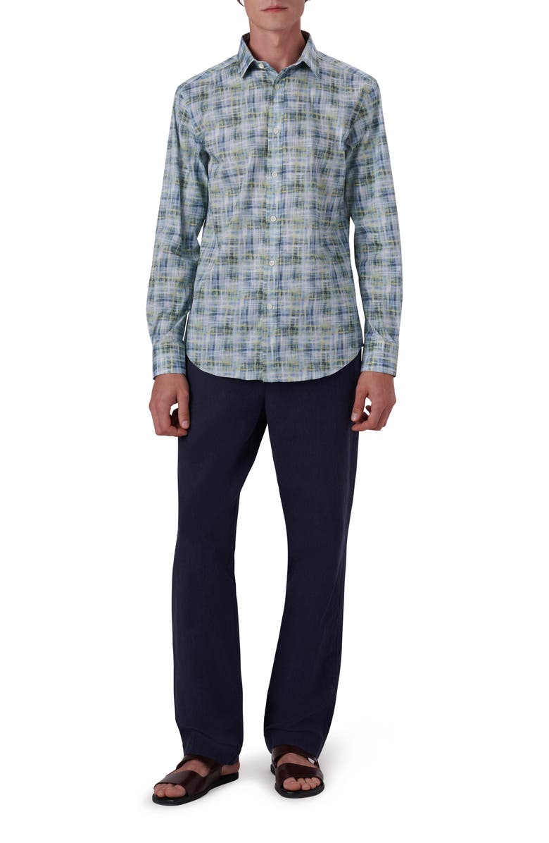 Bugatchi Shaped Fit Print Stretch Cotton Button-Up Shirt, Alternate, color, 