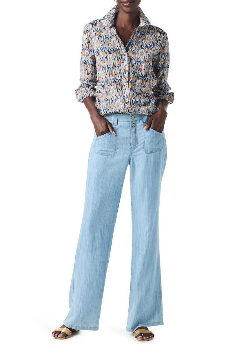 NIC+ZOE Up Beat Ikat Crinkle Button-Up Shirt, Alternate, color,