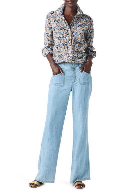 Shop Nic + Zoe Nic+zoe Up Beat Ikat Crinkle Button-up Shirt In Blue Multi