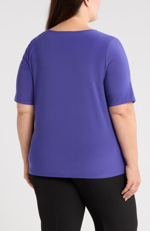 Kasper Pleat Neck Top In Blue