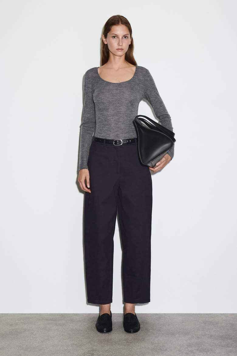 Barrel-Leg Cotton Chinos, Main, color, NAVY