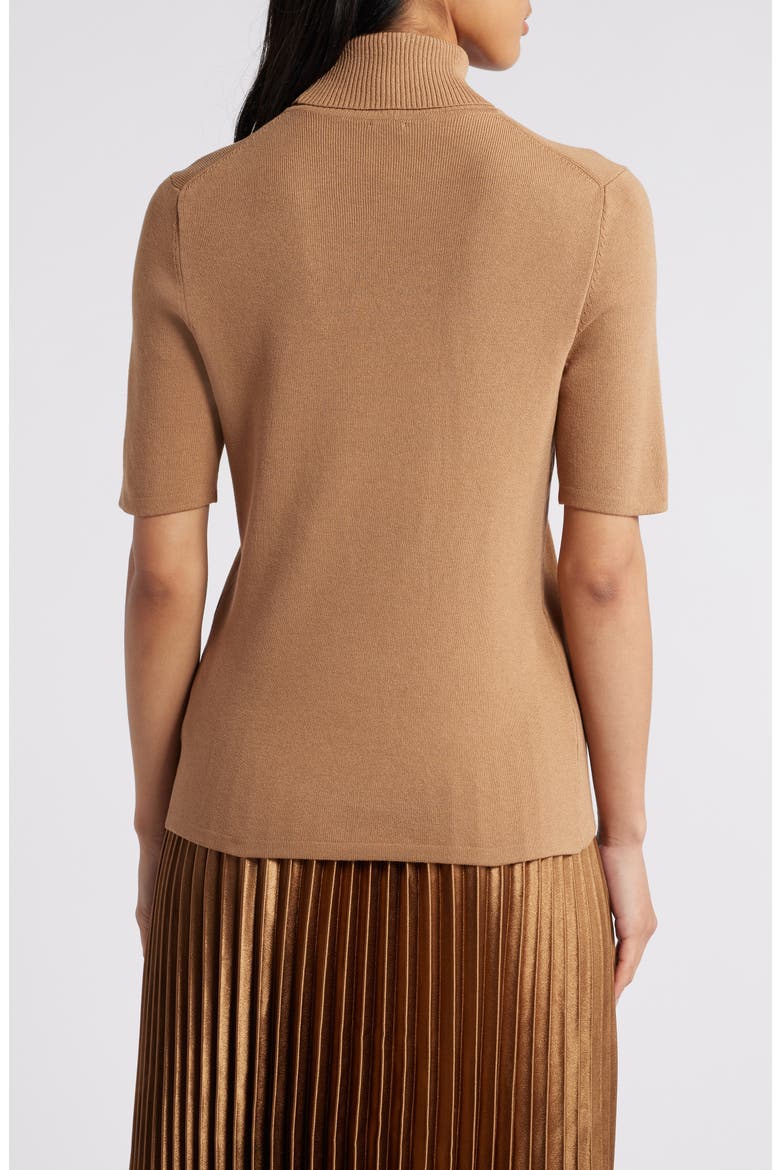 Turtleneck Short Sleeve Rib Sweater, Alternate, color, VICUNA