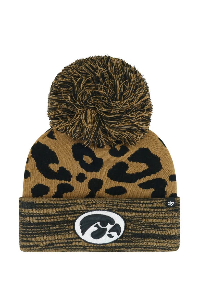 '47 Women's '47 Brown Iowa Hawkeyes Rosette Cuffed Knit Hat with Pom, Main, color, Brown