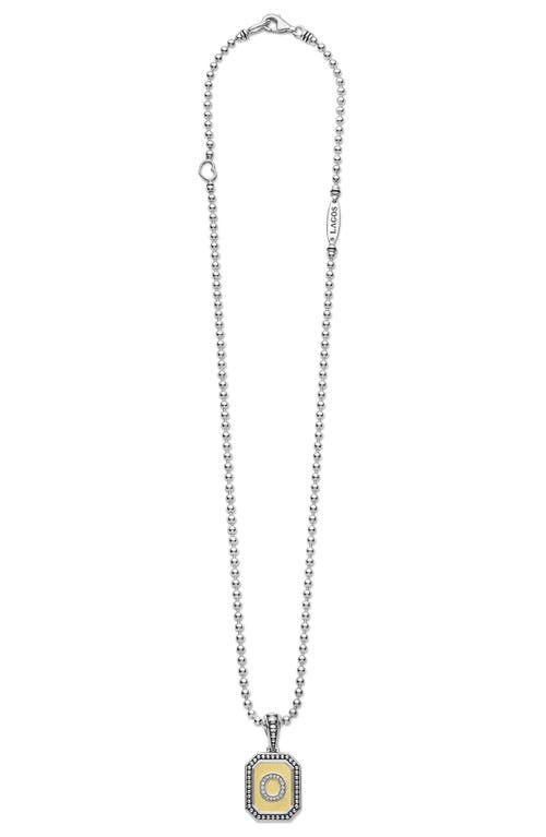 Lagos Signature Caviar Diamond Initial Pendant Necklace In Two-tone O