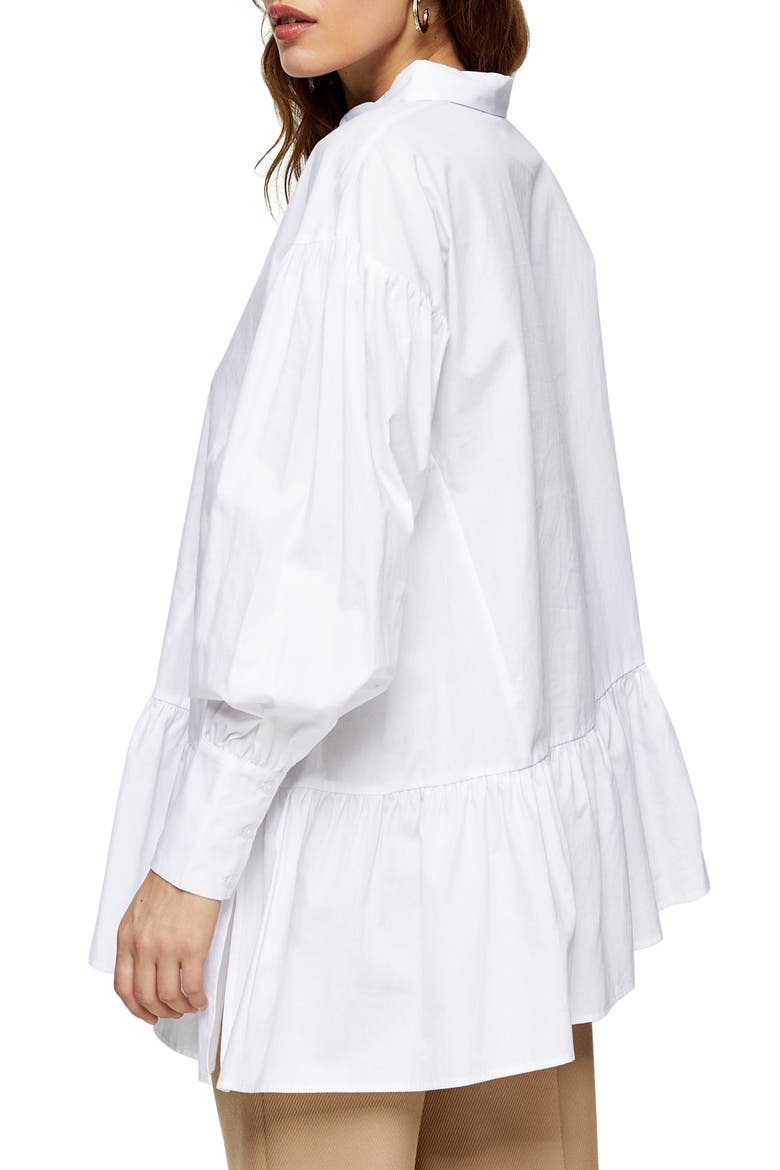 Tiered Asymmetrical Poplin Shirt, Alternate, color, WHITE