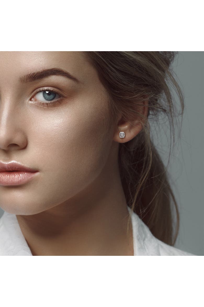 Diamond Square Stud Earrings 14k White Gold, Alternate, color, 14k White Gold