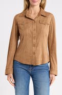 MAX STUDIO Faux Suede Button Front Shirt