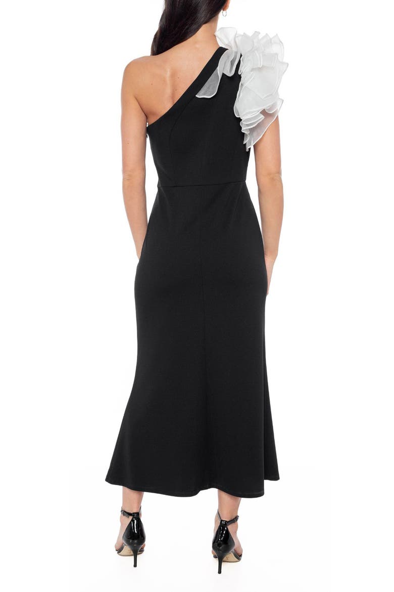 Ruffle One-Shoulder Cocktail Dress, Alternate, color, BLACK/ WHITE