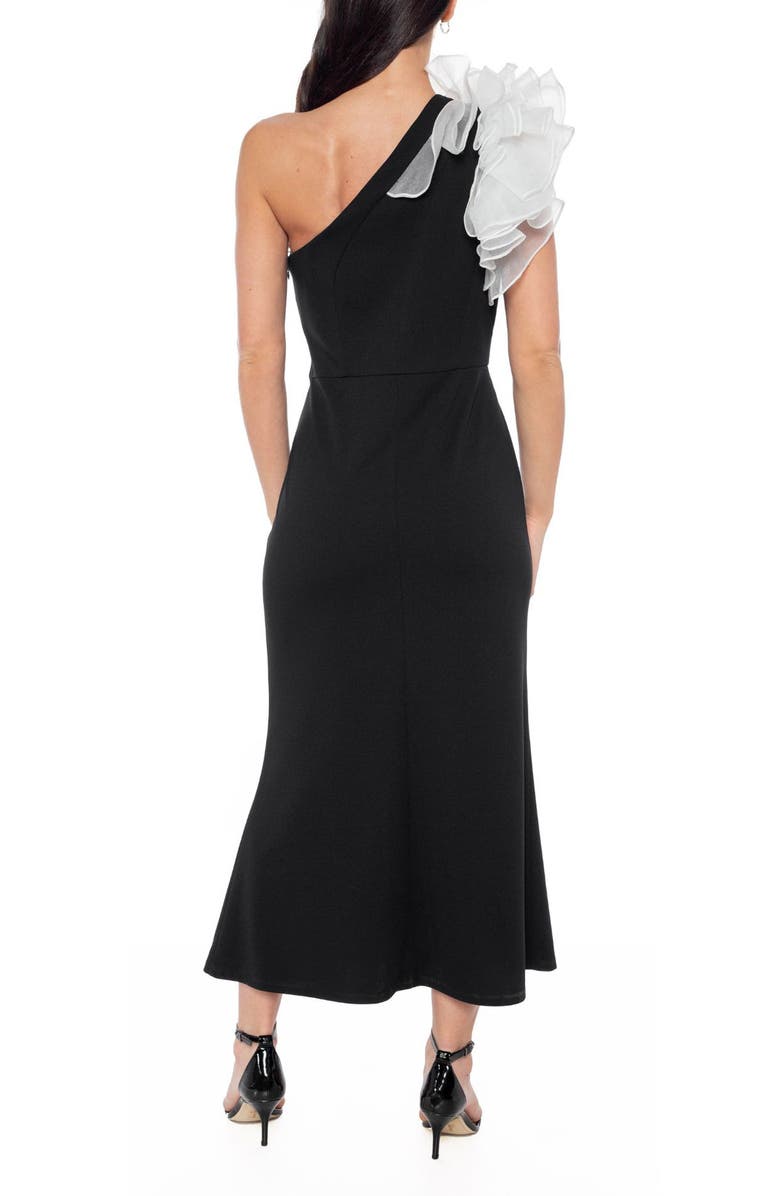 Marina Ruffle One-Shoulder Cocktail Dress, Alternate, color, Black/ White