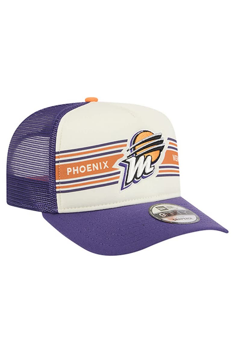Unisex New Era  Cream/Purple Phoenix Mercury Banner Foam Front 9FIFTY A-Frame Adjustable Trucker Hat, Alternate, color, Cream