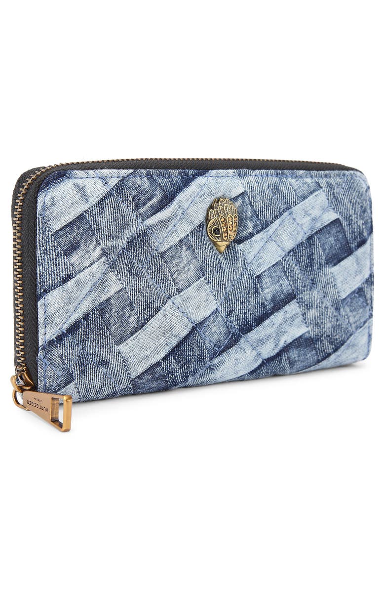 Kurt Geiger London Kensington Denim Zip Around Wallet, Alternate, color,