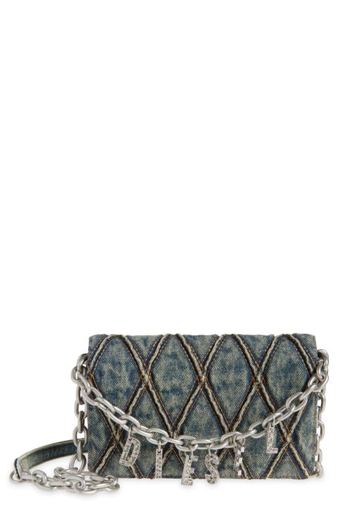 Charm-D Quilted Denim Wallet on a Chain