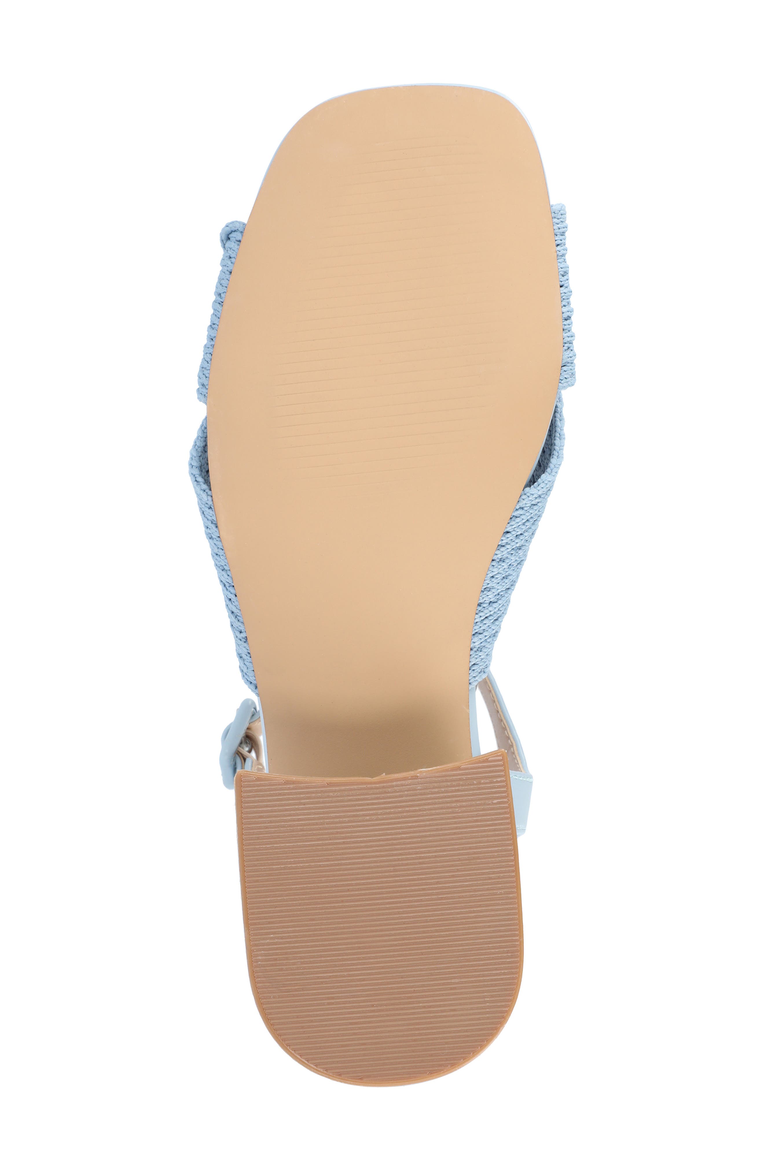 Journee Collection Zerlina Knit Block Heel Sandal, Alternate, color, Blue