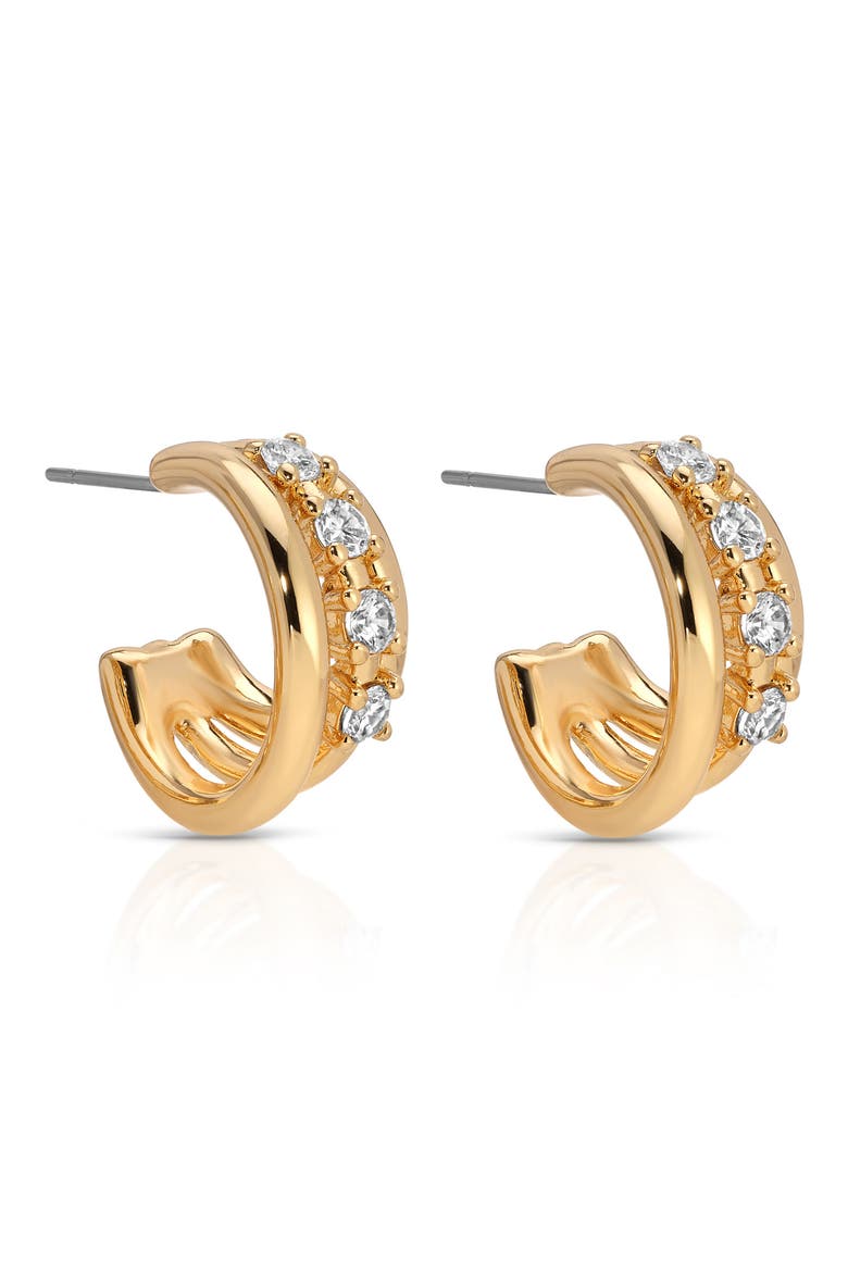 Mini Gleam Cubic Zirconia Hoop Earrings, Alternate, color, GOLD