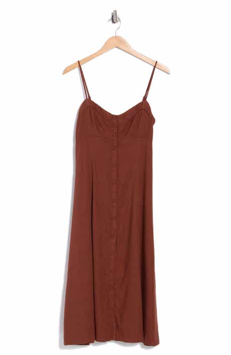 Button Down A-Line Midi Dress