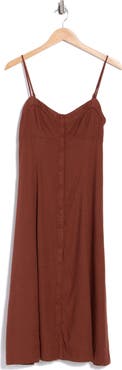 Lush Button Down A-Line Midi Dress