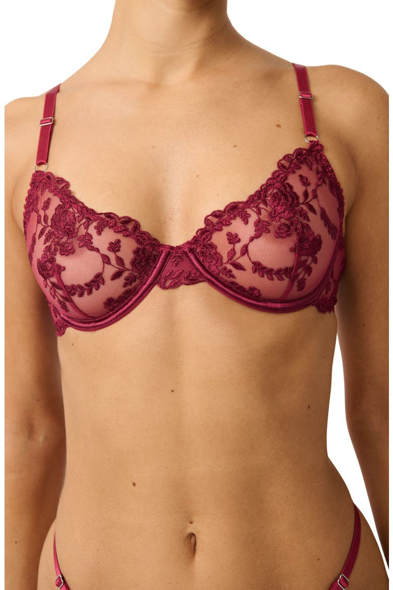 Nicolette Embroidered Underwire Bra, Main, color, RED