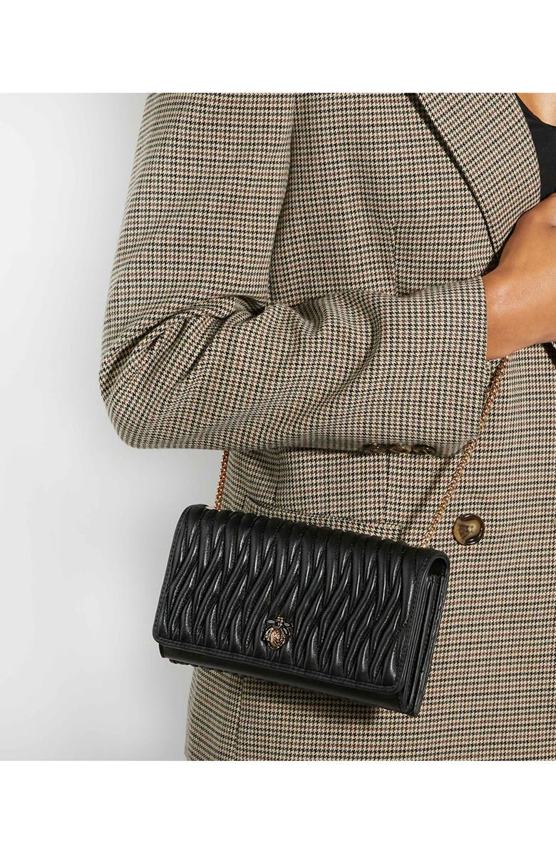 Dune London Strong Convertible Suede Crossbody Bag, Alternate, color, Black