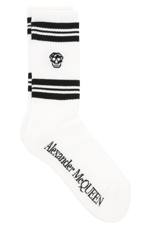 Stripe Skull Logo Crew Socks