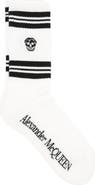MCQ Stripe Skull Logo Crew Socks