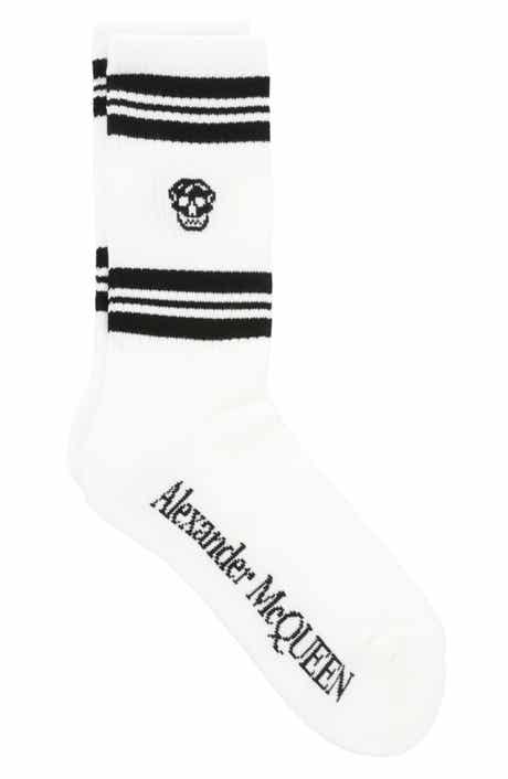 McQueen Stripe Skull Logo Crew Socks
