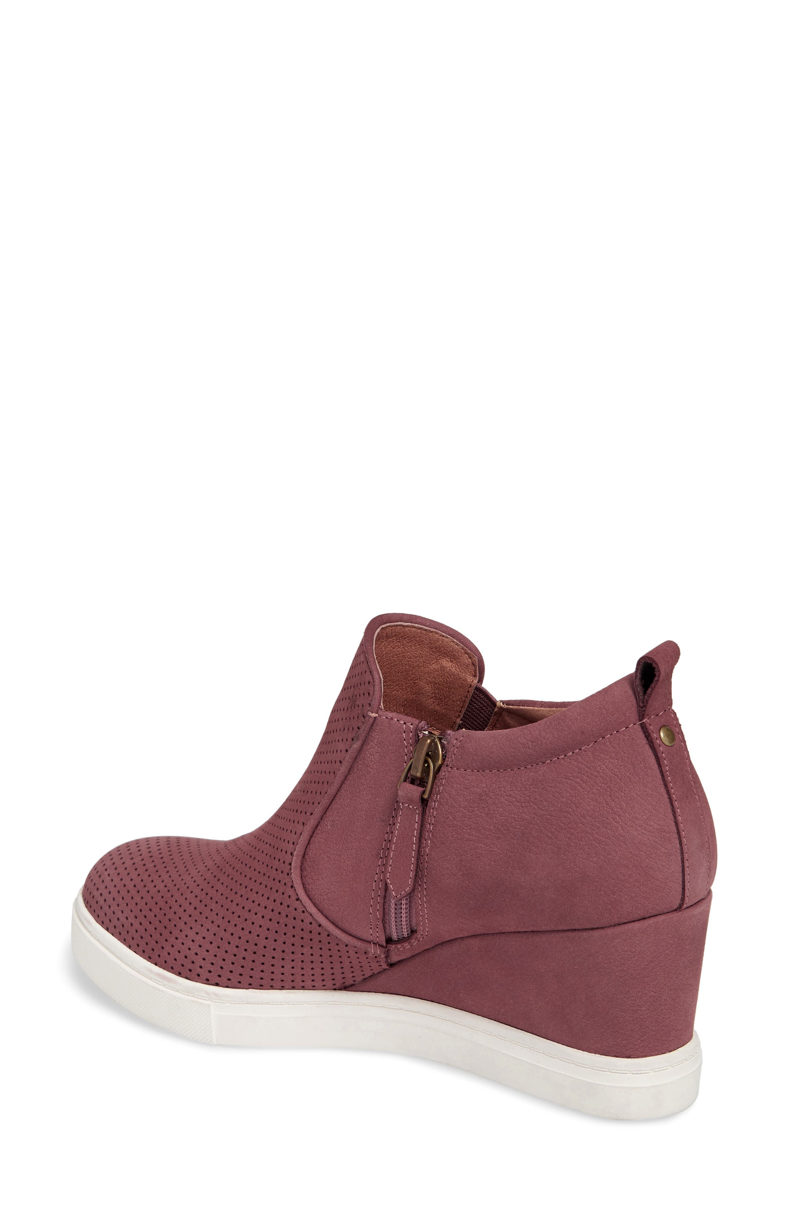 Aiden Wedge Sneaker, Alternate, color, BURGUNDY PERFORATED LEATHER