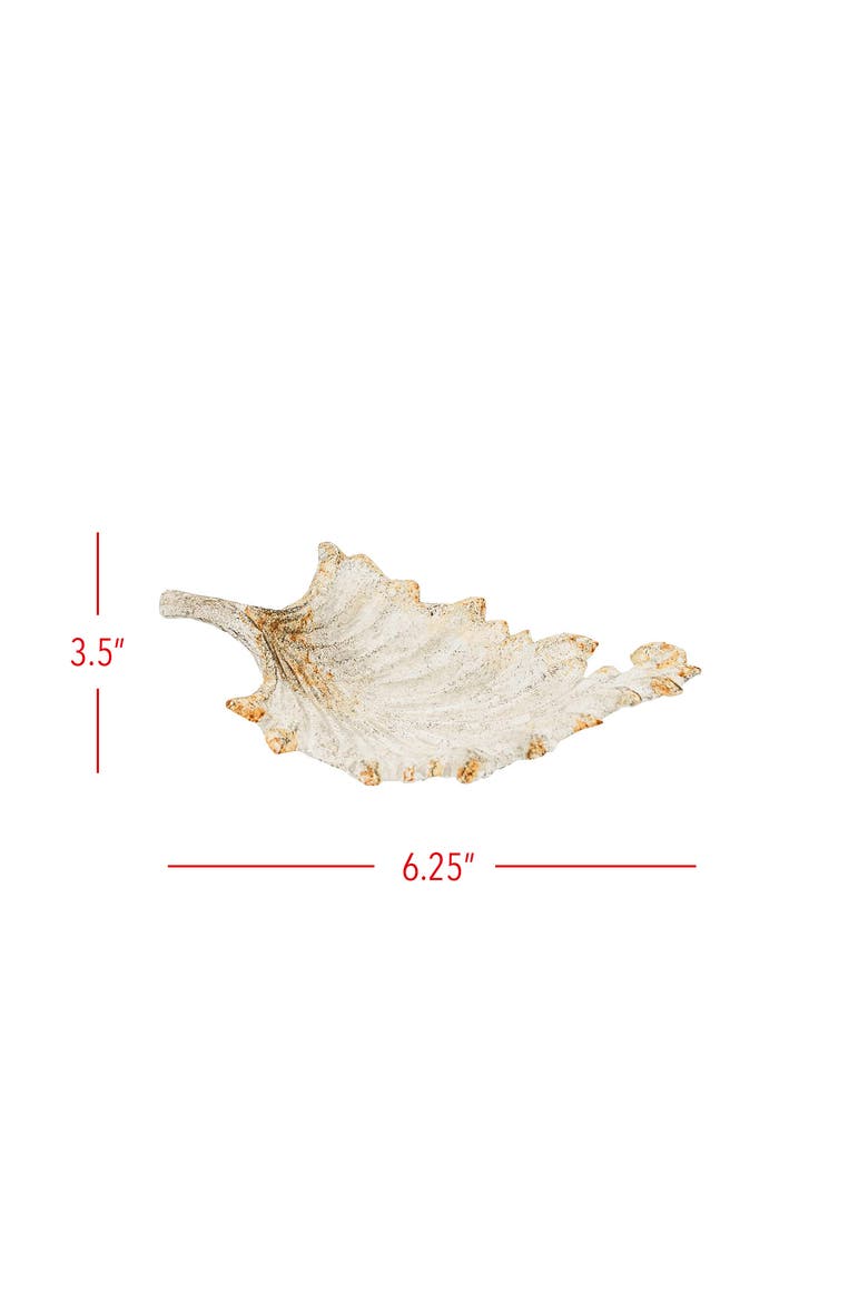 Leaf Trinket Dish Antique White Cast Iron, Alternate, color, White