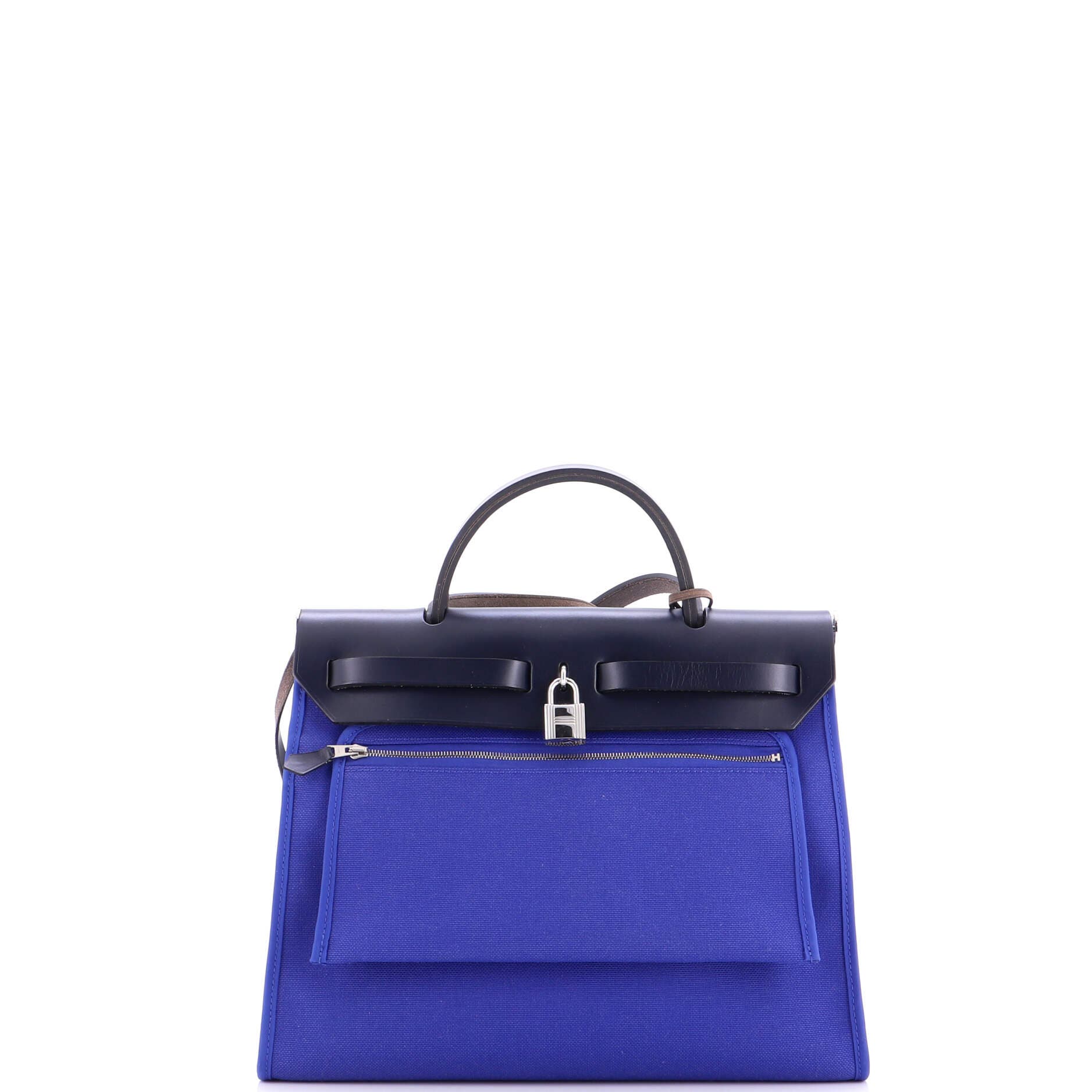 Pre-Owned Hermes Herbag Zip Leather and Toile 31, Alternate, color, 