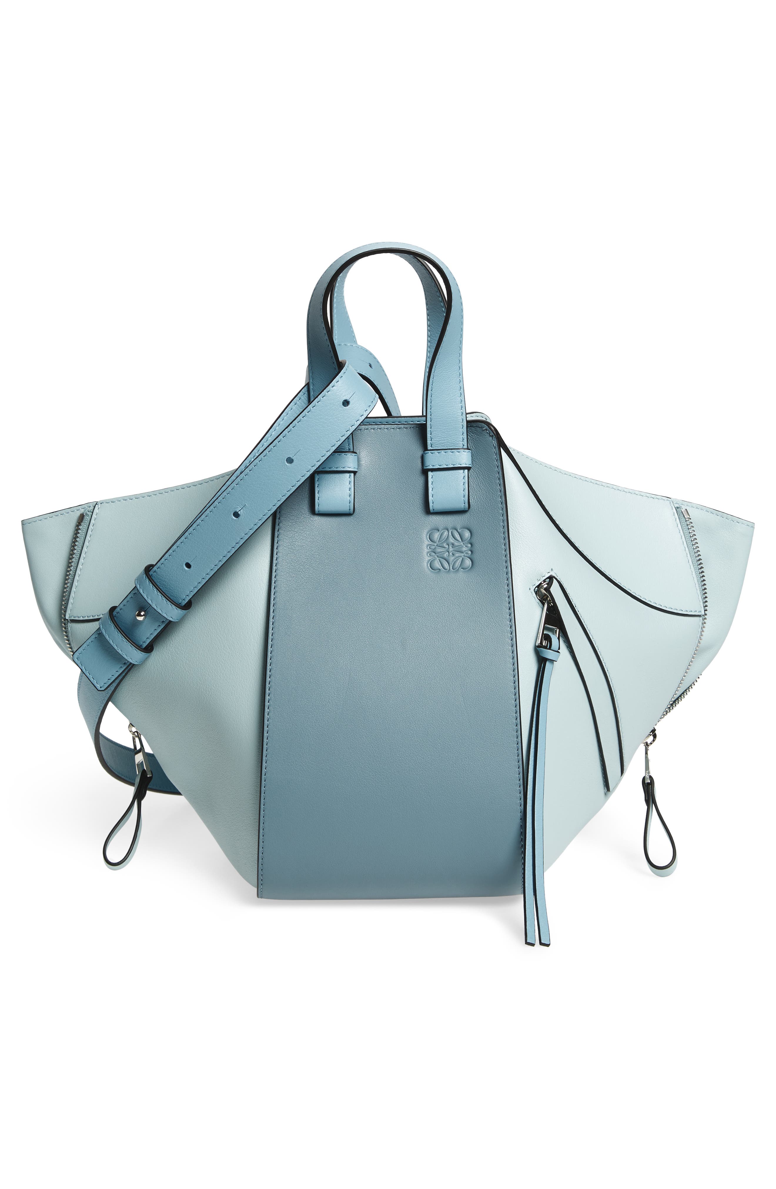 Small Hammock Bicolor Leather Hobo, Alternate, color, STONE BLUE MULTITONE