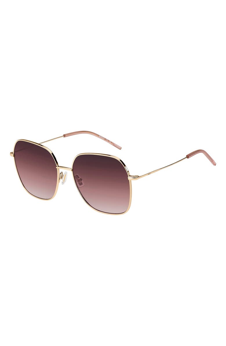 BOSS 58mm Gradient Square Sunglasses, Alternate, color, Rose Gold