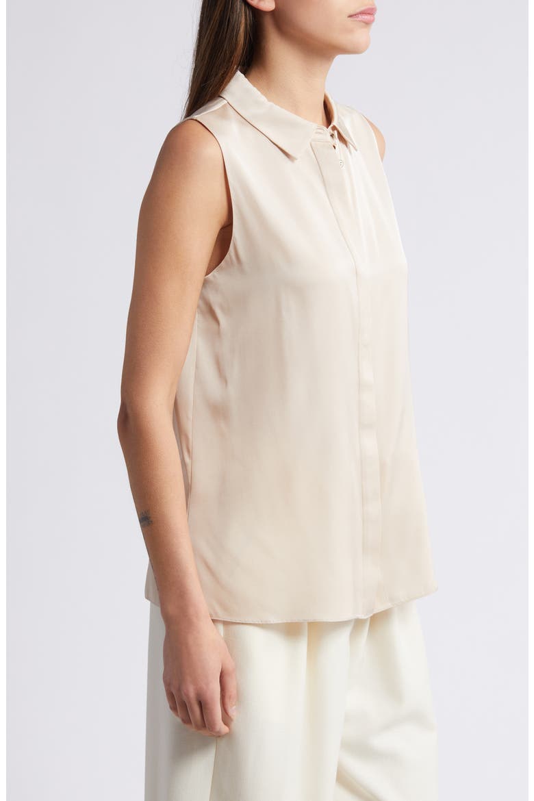 Celine Sleeveless Stretch Silk Shirt, Alternate, color, ANTIQUE
