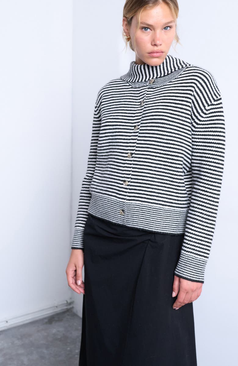 Topshop Stripe Scarf & Cardigan Set, Main, color, White Multi