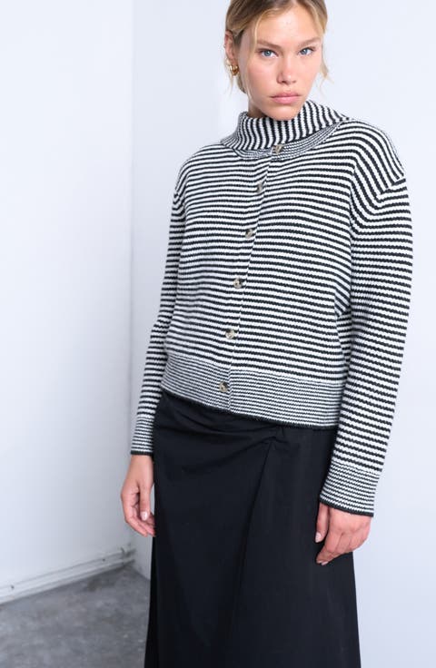 Stripe Scarf & Cardigan Set