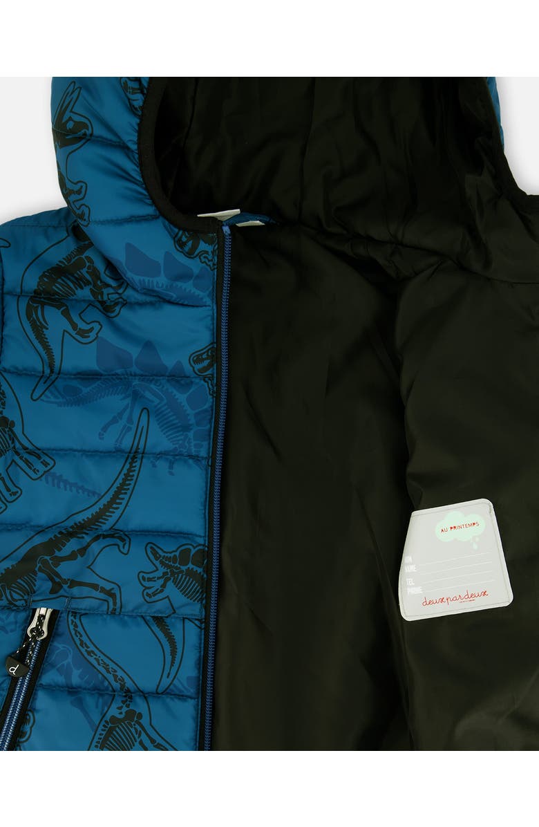 Deux par Deux Little Boy's Printed Quilted Mid-Season Jacket Blue And Gray, Alternate, color, 