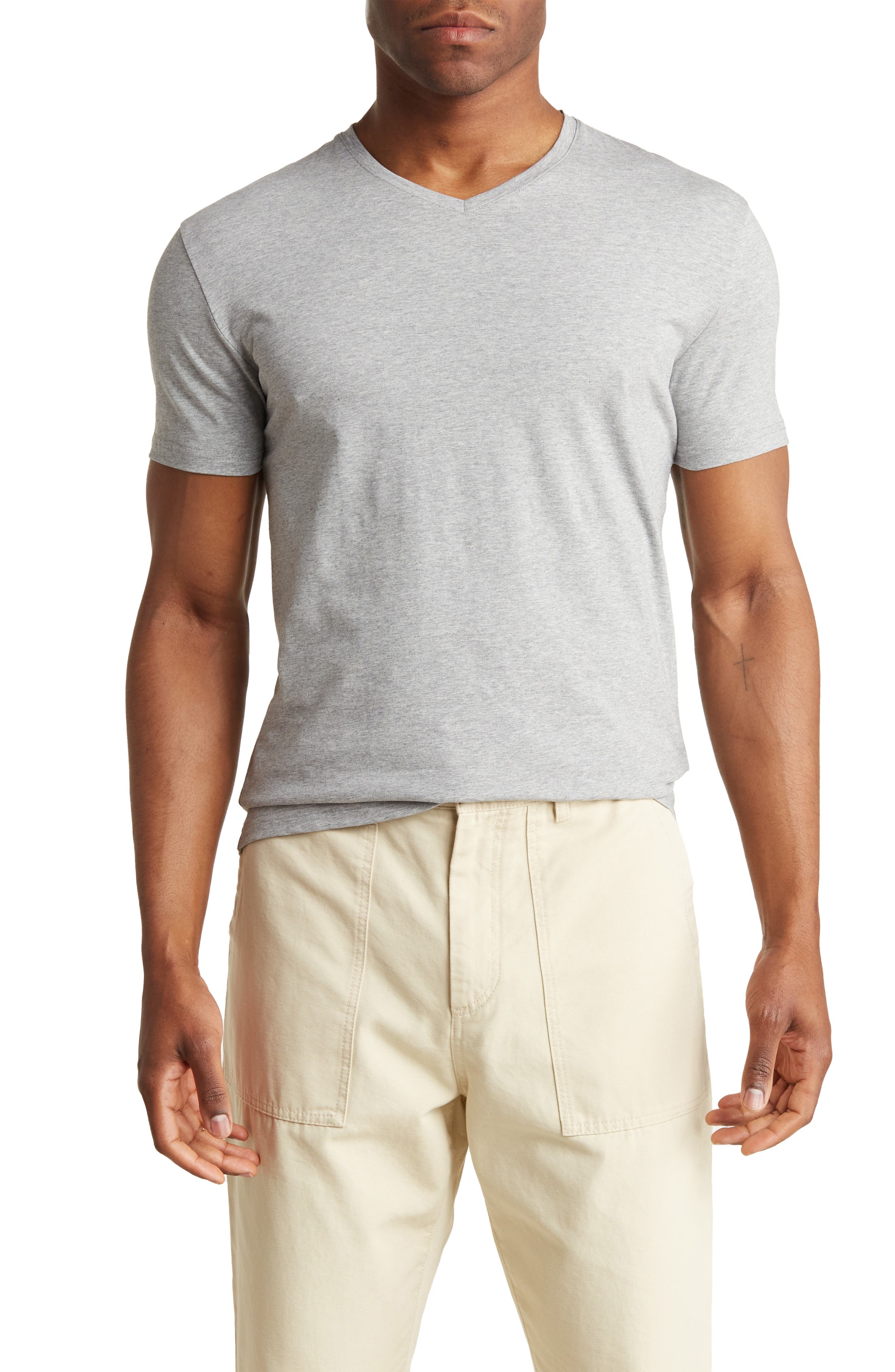 T.R. PREMIUM Solid V-Neck T-Shirt