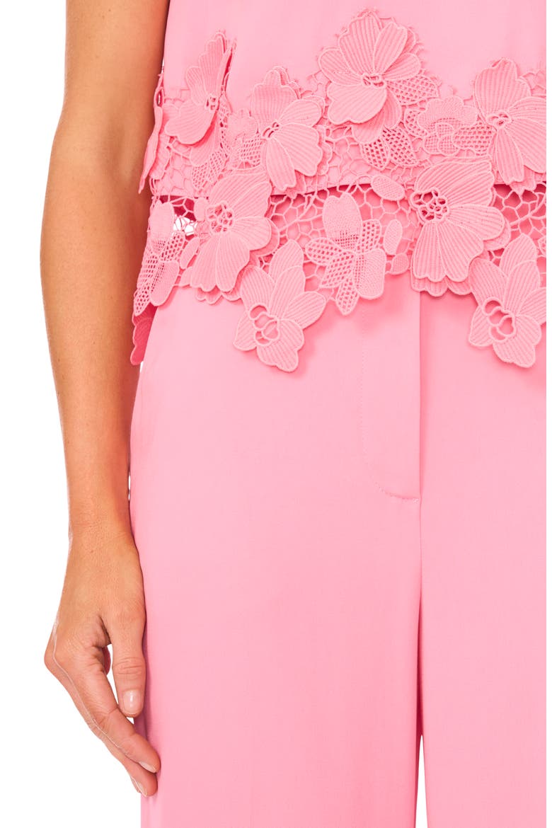 Issa Lace Trim Shell Top, Alternate, color, PINK DRINK