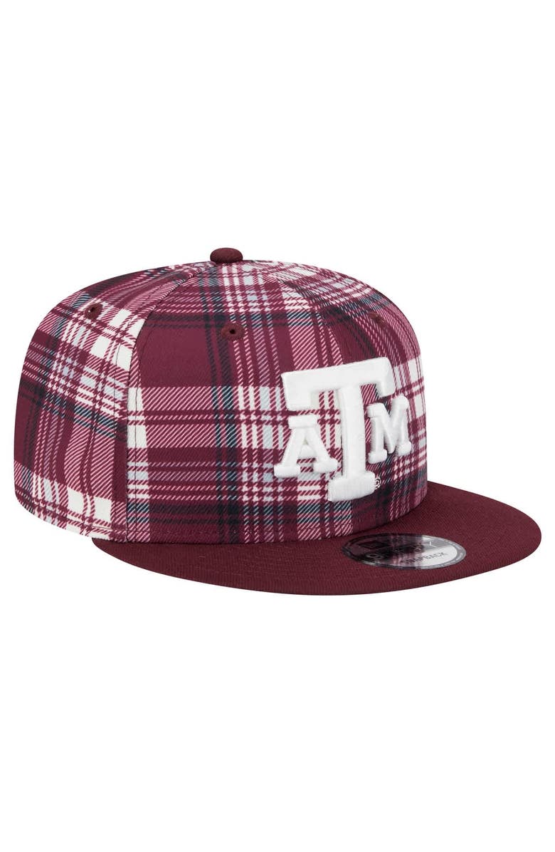 New Era Men's New Era Maroon Texas A&M Aggies Plaid 9FIFTY Snapback Hat, Alternate, color, Maroon